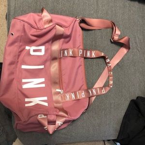 Pink duffel bag